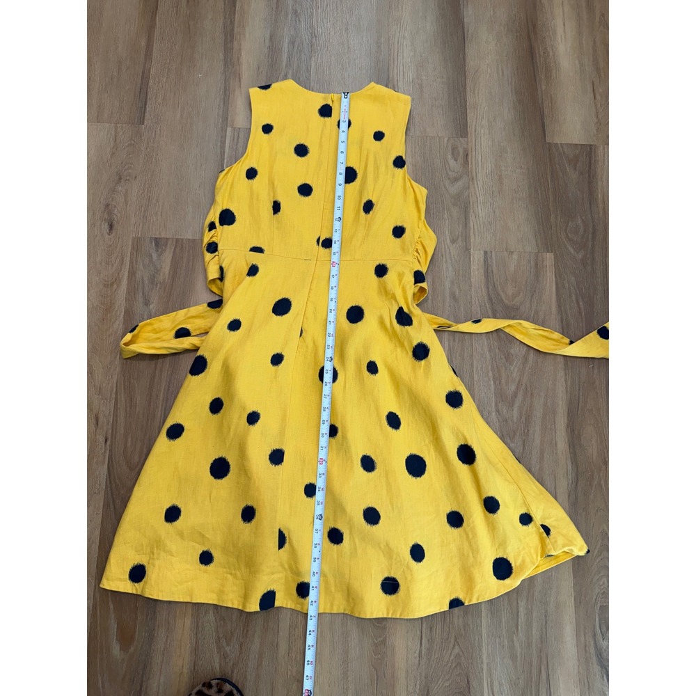 Hobbs London Carina twitchill Yellow Linen Polka Dot Tie Waist Dress 10 Preppy - Picture 7 of 7